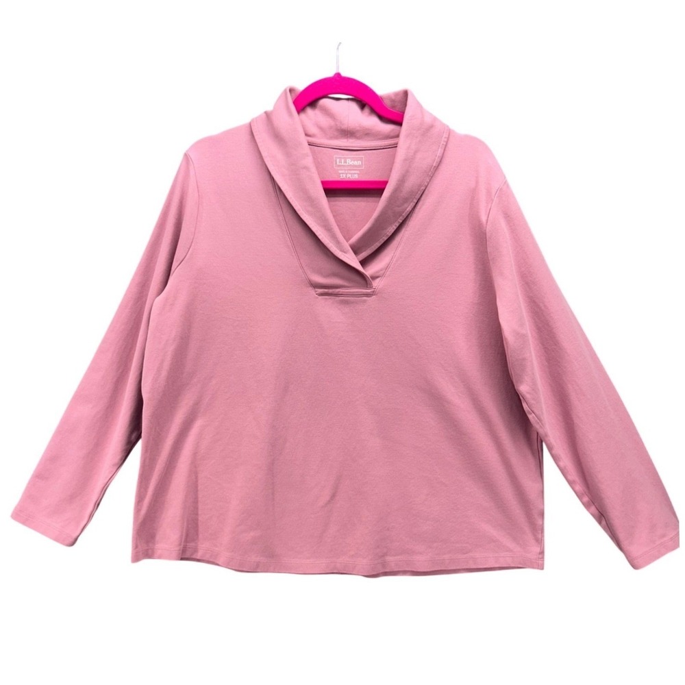 LL Bean Shawl‎ Collar Blouse Pink 1X